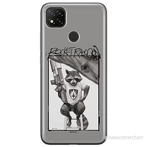ERT GROUP mobiltelefonfodral för Xiaomi REDMI 9C originalt och officiellt licensierat Marvel mönster Rocket 004 optimalt anpassad till formen på mobiltelefonen, fodral tillverkad av TPU plast 5903040279205