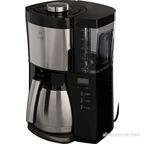 Melitta Look V Therm Timer, kaffebryggare med okrossbar kanna i rostfritt stål, svart 4006508222575