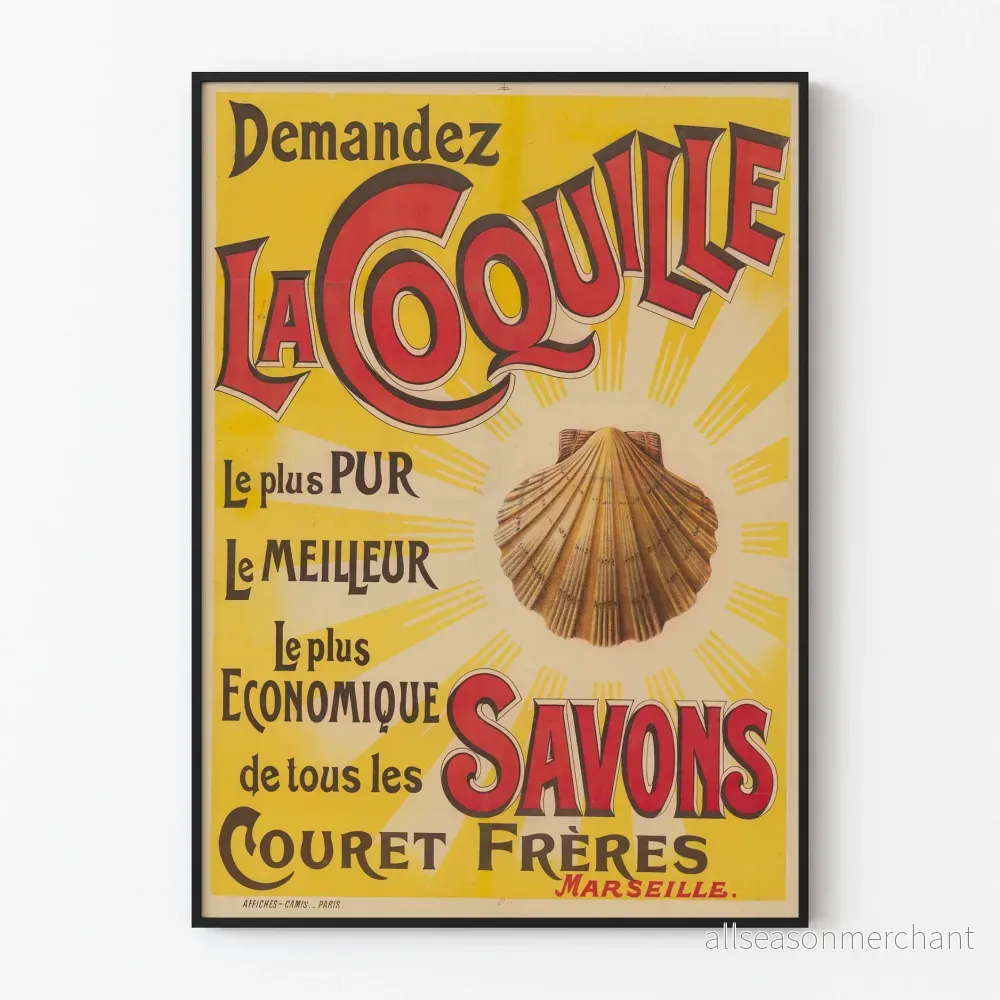 Vintageposter för La Coquille Courret Frères Marseille tvål