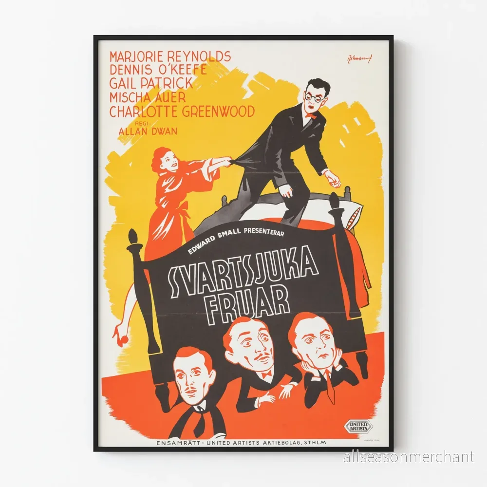 Vintage affisch väggdekoration film Svartsjuka Fruar