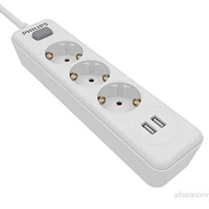 Philips 3 vägs grenuttag SPN3032WA/10 230V vit med USB portar 4895229112605 Philips 3 vägs grenuttag SPN3032WA/10 230V vit med USB portar 4895229112605