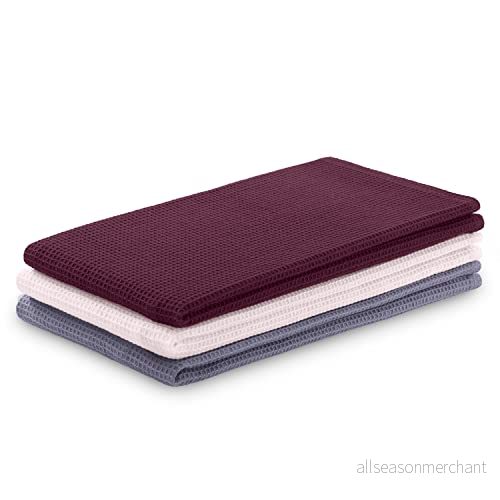AmeliaHome Uppsättning av 3 diskhanddukar bomull kökshanddukar 50 x 70 cm våffelpiké våffeltyg Letty lila puderrosa rosa 4251838555958