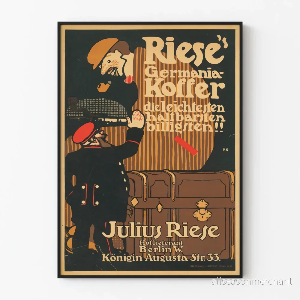 Vintageposter Riese Germania Koffer - Retro Väggdekoration