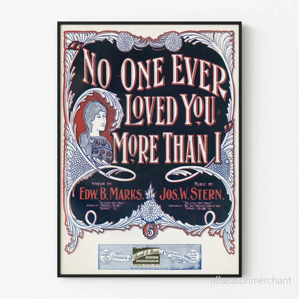 Vintageposter No One Ever Loved You More Than I - Retro Väggdekoration