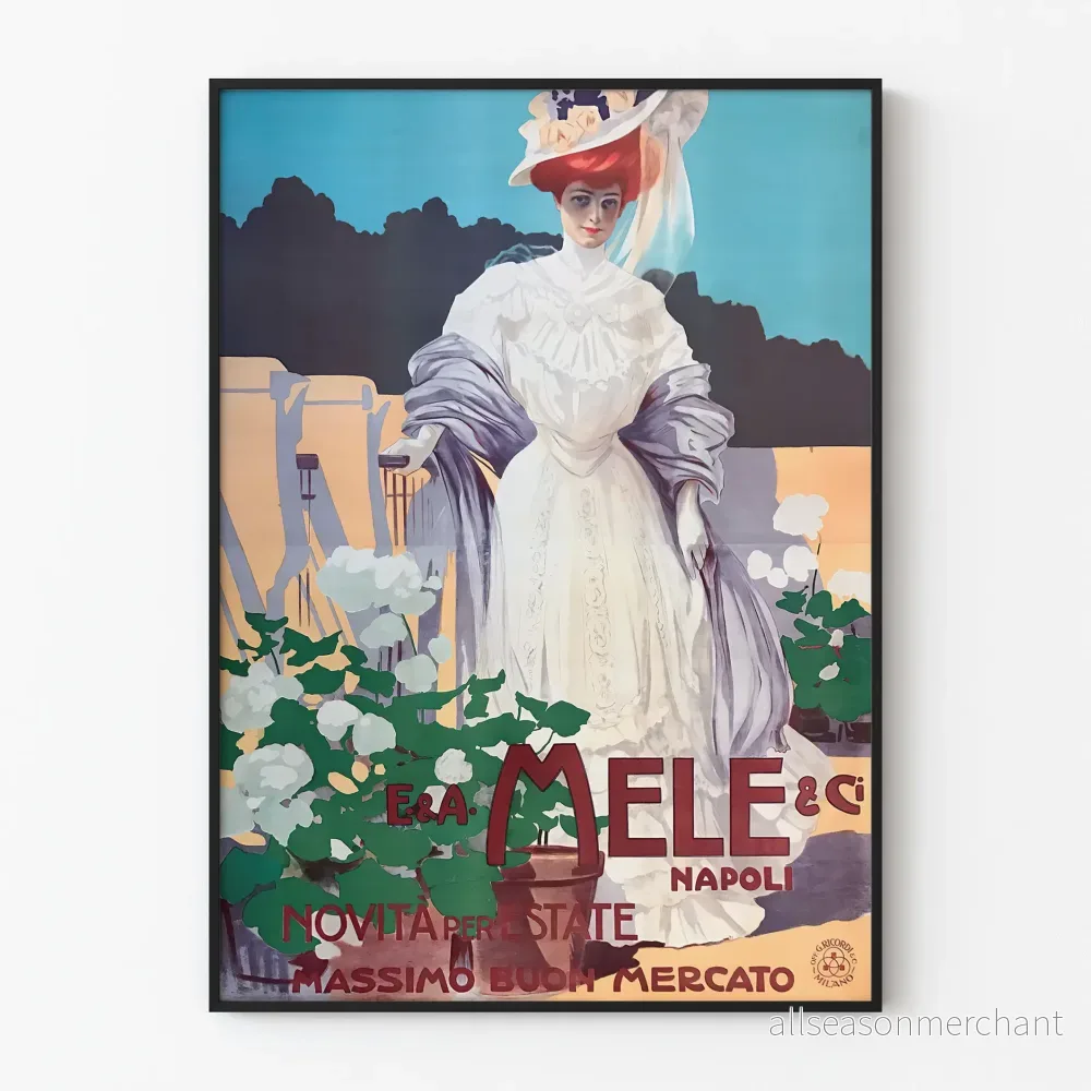 Elegant vintageposter med kvinna i vitt - Retro väggdekoration Artem Legrand