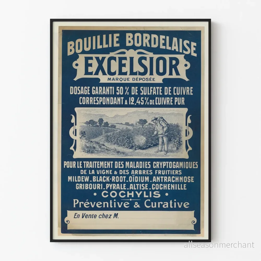 Vintageposter Bouillie Bordelaise Excelsior - Jordbruksväggdekoration