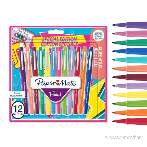 Paper Mate Flair filtspetspennor Mediumspets (0,7 mm) Retrofärger 12 stycken 3026981806278