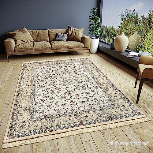 Väninna Home Collection Djamila orientalisk matta kort lugg, vardagsrumsmatta, mjuk matta, klassisk för sovrum, matsal, vardagsrum, hall creme, 95 x 140 cm 4262377777572