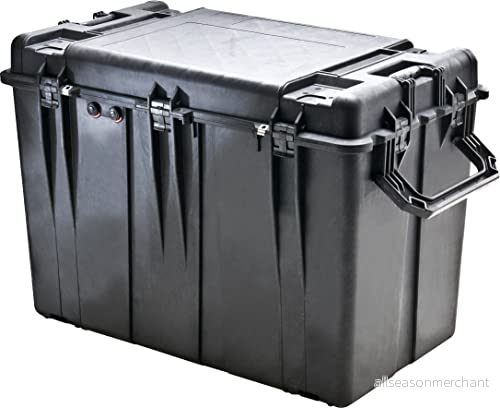 PELI 0500 extremt motståndskraftig transportlåda, IP67-vattentät, 267 liters kapacitet, tillverkad i USA, med anpassningsbar skuminredning, svart 19428088316