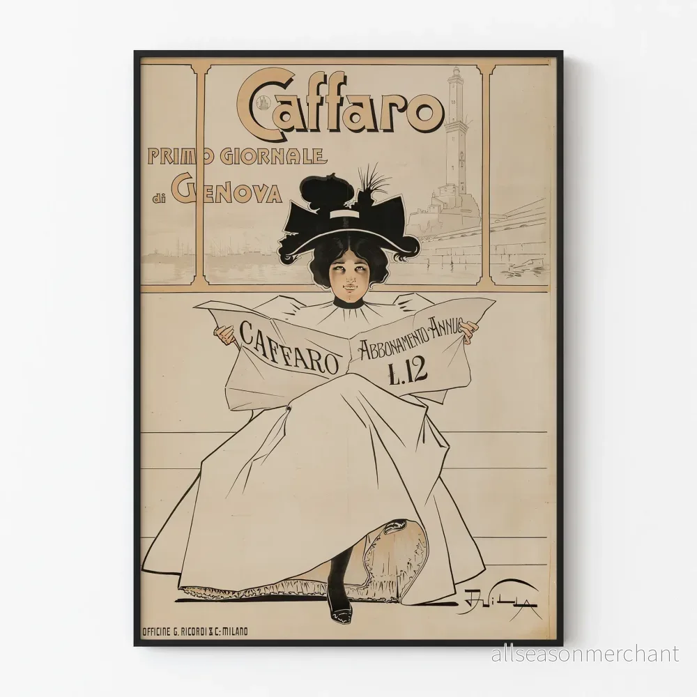 Vintageaffisch Caffaro - Genuas första tidning