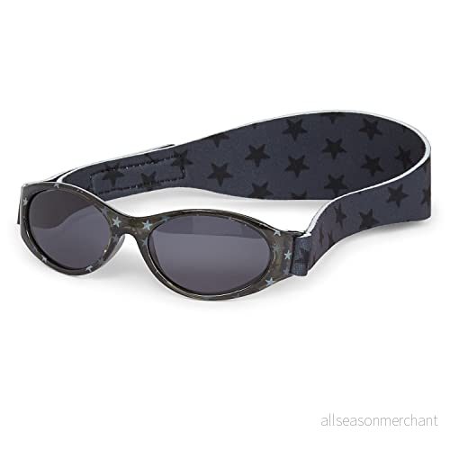 Original Dooky Baby Banz Blue Star babysolglasögon för flickor och pojkar (02 år, UV A & B skydd, okrossbart glas med neoprenband), grå stjärnor 5038278009598