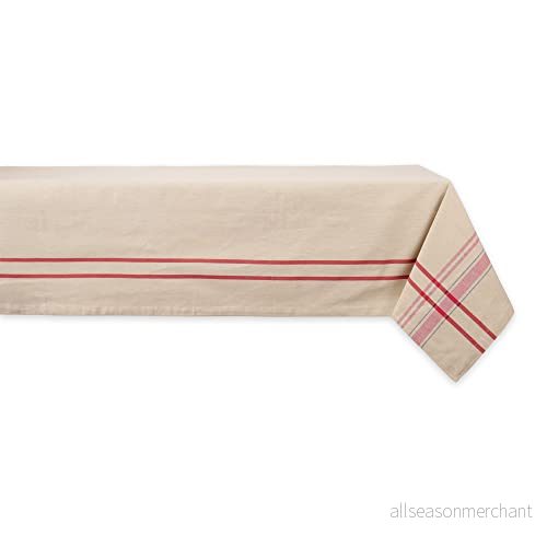 DII fransk rand matbord samling bondgårdsstil bordsduk, 152 x 213 cm, brungrått/röd 738215333520