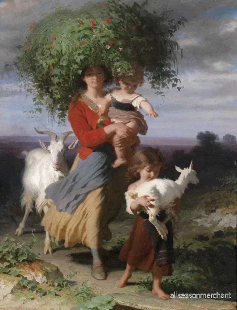 Målning En mor med sina barn på väg hemåt - Alfred van Muyden | Konsttryck - Bild 2