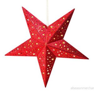 CHRISTmaxx LED stjärna i trä med glitterfinish 40.0×40.0x13.0 cm Röd 4016471047112