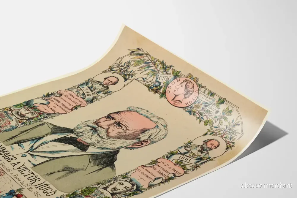 Poster till minne av Victor Hugo - Vintage litterär väggdekoration - Bild 3