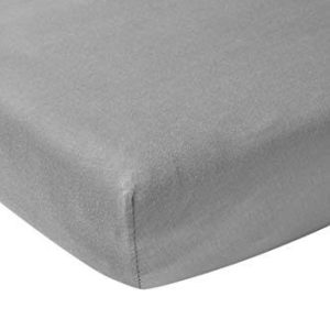 Meyco Baby Uni underlakan för madrass till lekhage (underlakan med mjuk jerseykvalitet, tillverkat av 100% bomull, perfekt passform tack vare resår runt om, andas, mått: 75 x 95 cm), grå 4054703566048