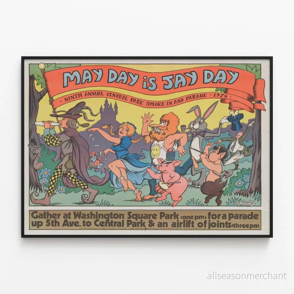 Vintageposter May Day är Jay Day - Paradvagn Central Park 1976