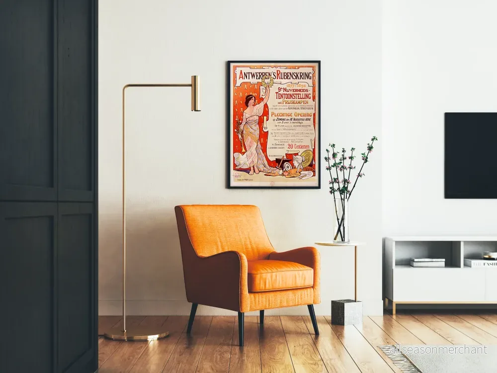 Gammal poster för 9:e industriutställningen i Antwerpens Rubenskring 1896 - Bild 2