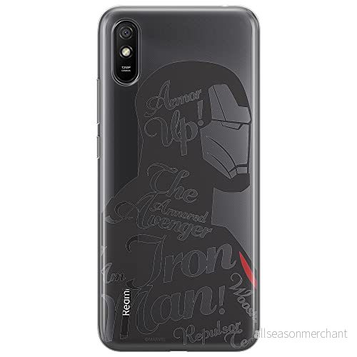 ERT GROUP mobiltelefonfodral för Xiaomi REDMI 9A originalt och officiellt licensierat Marvel mönster Iron Man 010 Vit optimalt anpassad till formen på mobiltelefonen, gedeeltelijk transparant 5903040295113