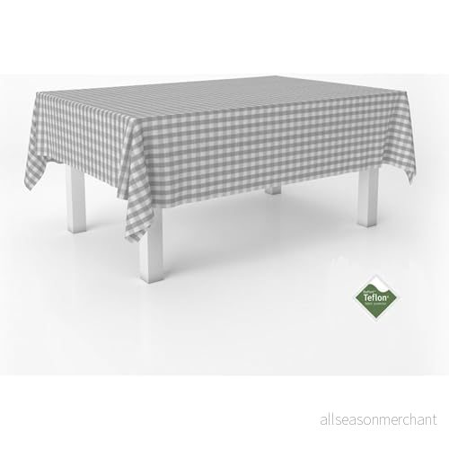 ECOMMERC3 Vichy fläckbeständig bordsduk för rektangulärt bord storlek 100 x 140 cm med extra mjuk känsla och vattentät ljusgrå 8435767371841