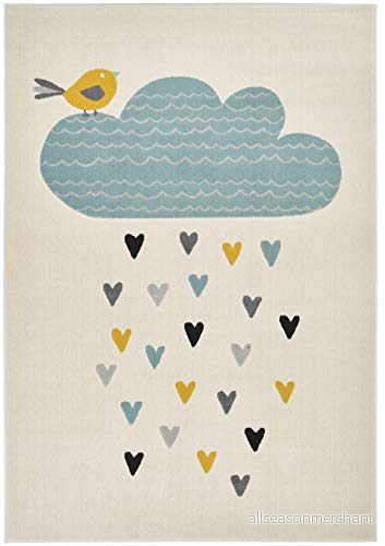 Zala Living Barnmatta lekmatta härlig regnfall (120 x 170 cm, supermjuk, lämplig för golvvärme, Oeko Tex standard 100 certifierad), gräddfärgad 4260669874435