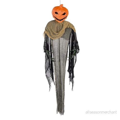 Boland 73112 Hängande skräck dekoration mörk pumpa med LED, 158 cm, inklusive batterier, lysande ögon, festdekoration för temafest och halloween 8712026731128
