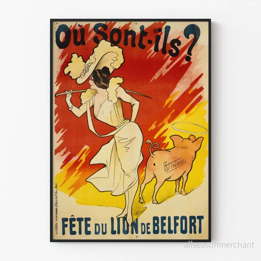 Vintageaffisch Belfort Lejonfest - Retro väggdekoration