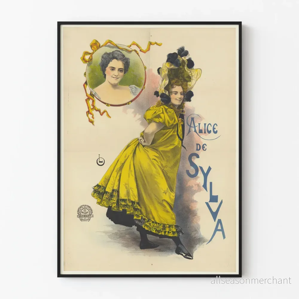 Vintageposter av Alice från Sylva i Gul klänning