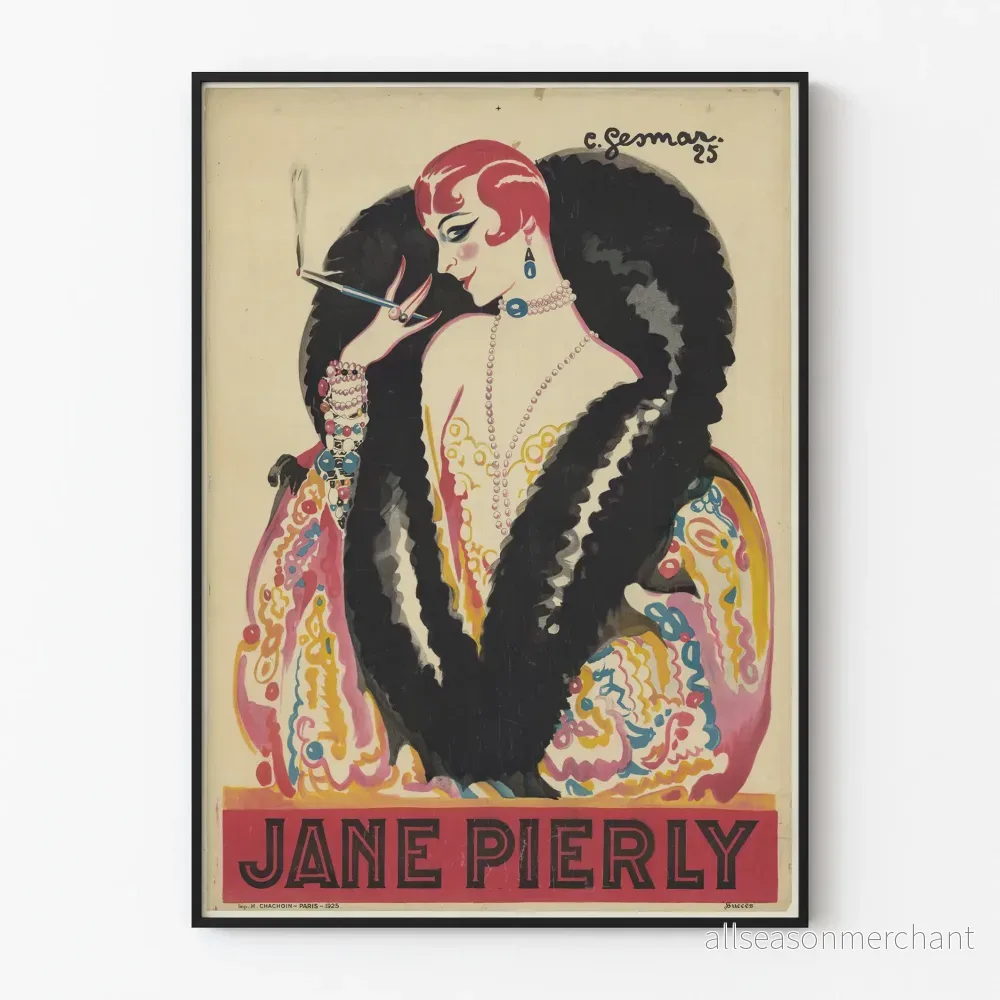 Vintageposter Jane Pierly 1925 – Art déco väggdekoration
