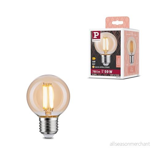 Paulmann 28985 Filament 230V LED glob G60 E27 7 W 230 V 780 lm 60 mm Guld Glas 2700 K Varmvit ljuskälla 4000870289853