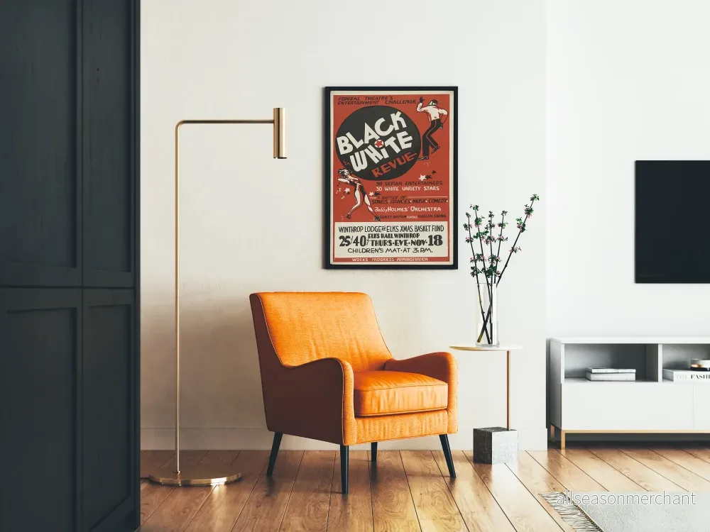 Vintage svartvit revueposter - Retro väggdekoration - Bild 2