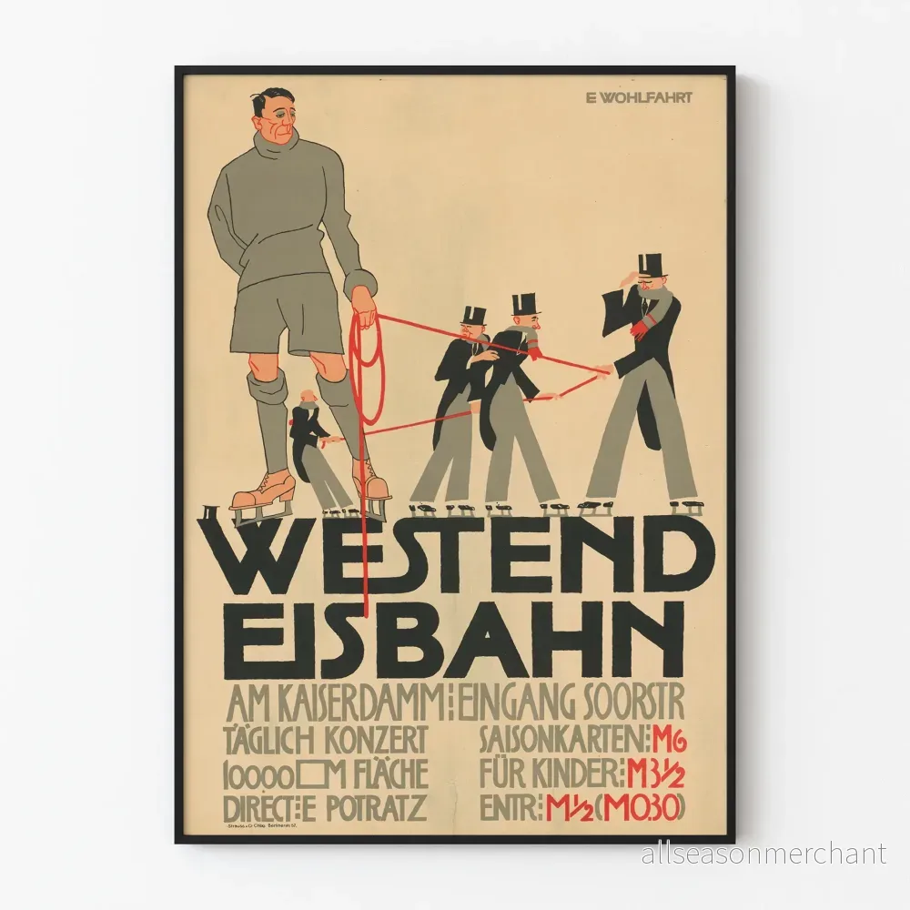 Vintageposter Westend Eisbahn - Skridskoåkning vid Kaiserdamm