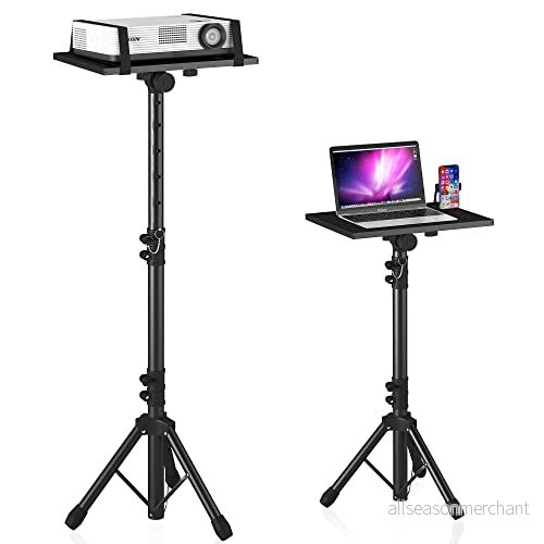 DECOSIS Projektorstativ, stativ från 23,5 tum till 48 tum, laptopstativ, höjd, justerbar med svanhals telefonhållare, laptopgolvstativ för kontor, hem, scen, studio, DJ ställ, hållare montering 754003358117
