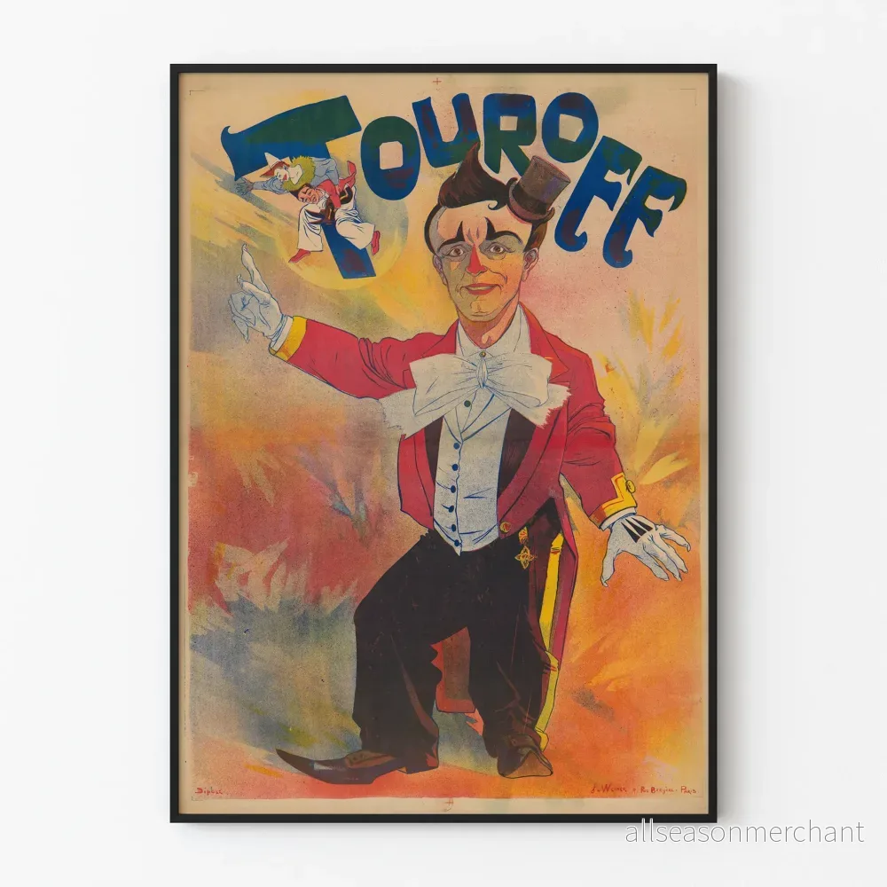 Vintage poster för väggdekoration Clown Touroff