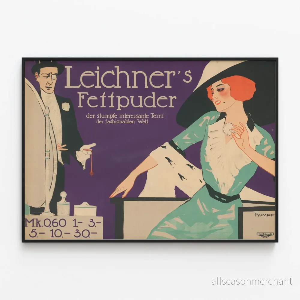 Vintageposter Leichner’s Fettpuder - Elegant retro väggdekoration
