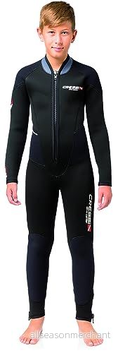 CRESSI Endurance Kids Monopiece Wetsuit 3mm XS (Age 8/10), Våtdräkt Junior Utan bygel Unisex, Svart 8022983211282