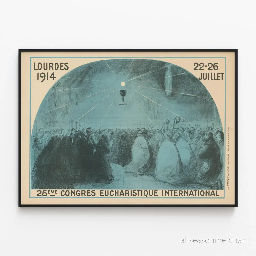 Vintageposter 25:e Internationella eukaristiska kongressen Lourdes 1914