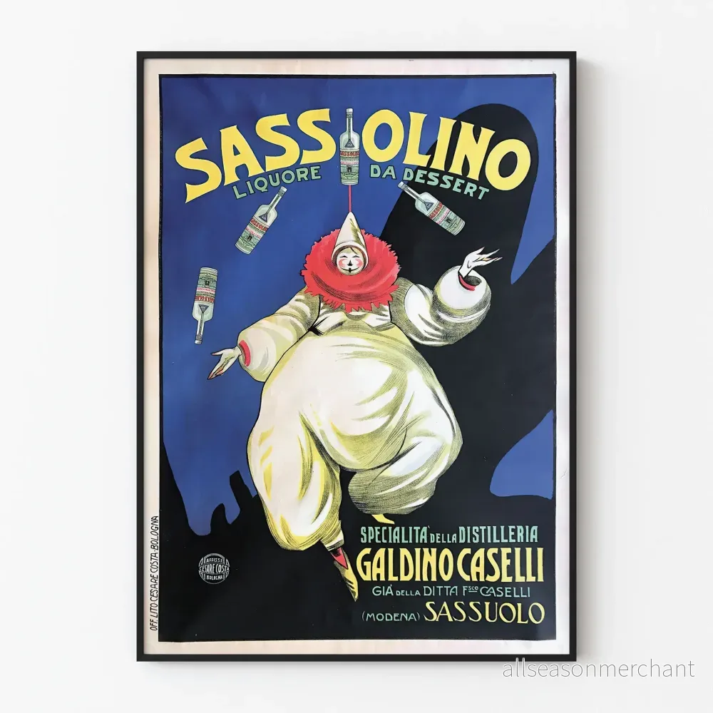 Vintageposter Sassolino Dessertlikör - Retro väggdekoration
