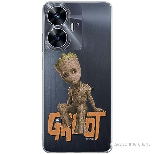 ERT GROUP mobiltelefonfodral för Realme C55 originalt och officiellt licensierat Marvel mönster Groot 005 optimalt anpassad till formen på mobiltelefonen, gedeeltelijk transparant 5905511866679