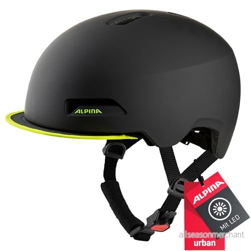 ALPINA Unisex Vuxna, BROOKLYN Cykelhjälm, black neon yellow matt, 52 57 cm 4003692310286