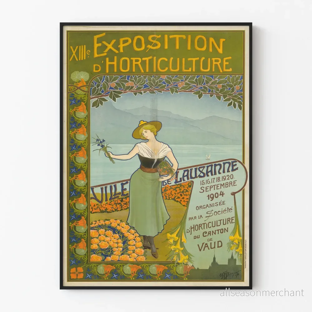 Vintageposter för Horticulturalutställningen i Lausanne 1904
