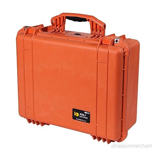PELI 1550 stötsäker skyddsväska, IP67 vatten och dammtät, 33 liters kapacitet, tillverkad i Tyskland, med anpassningsbar skuminredning, orange 19428018696