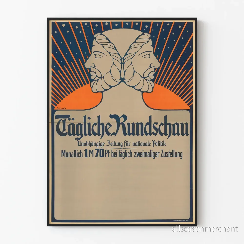 Vintageaffisch Journal Tägliche Rundschau Symboliskt design