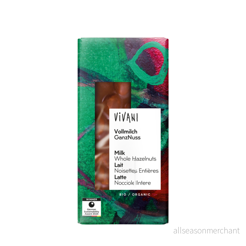 Vivani ekologisk mjölkchoklad med hasselnötter 100 g (5 pack) 4044889000078