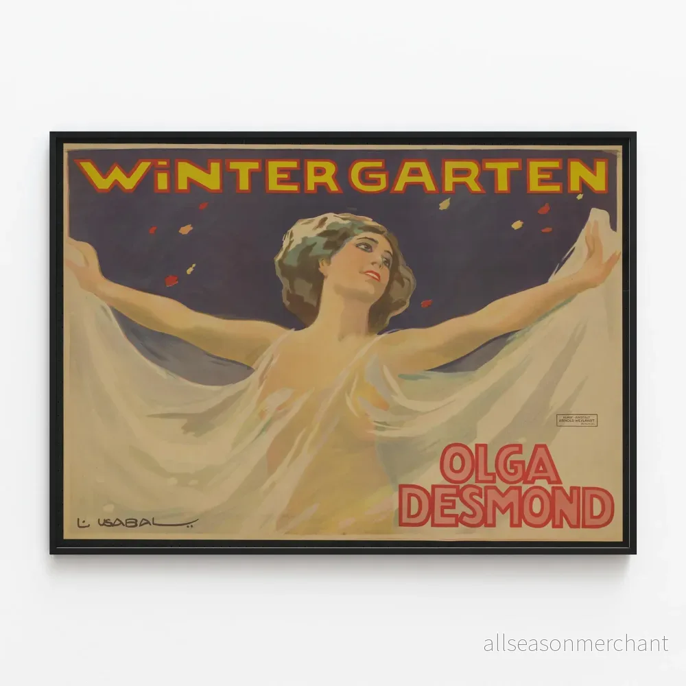 Vintage dekorativ poster Olga Desmond vinterträdgård