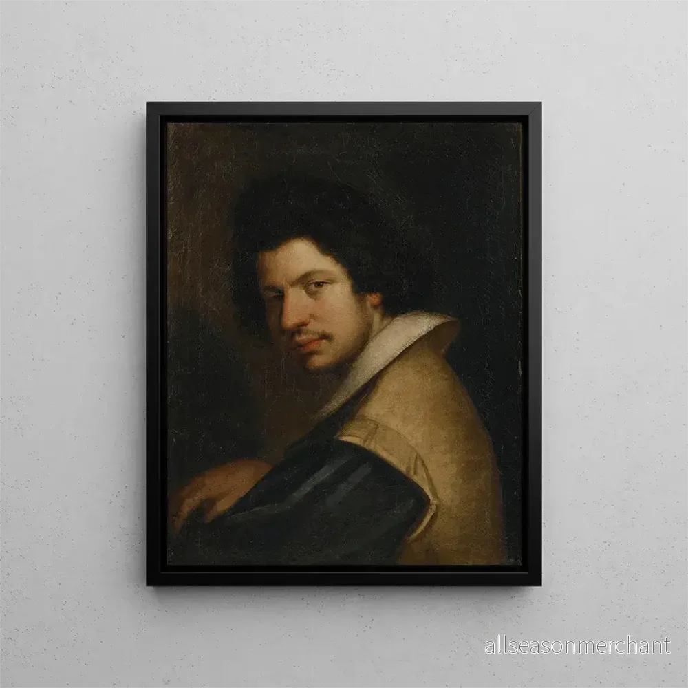 Målning Porträtt av en man med en jordgubbe - Bernardo Strozzi | Konsttryck