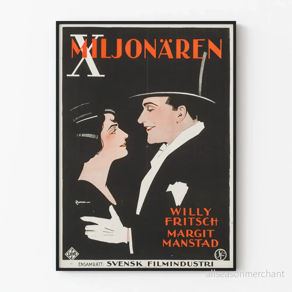 Vintage dekorativ poster Miljonären - Par i elegant klädsel