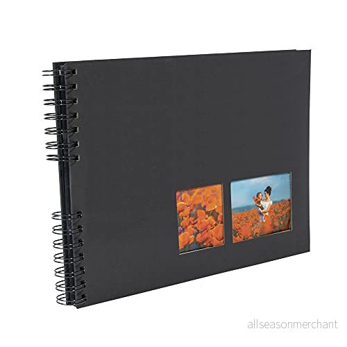 Exacompta - Ref. 15006E MILANO spiral fotoalbum 150 foton 50 svarta sidor format 32 x 22 cm svart omslag i textil personifieringsfönster FSC®-certifierad 3130630150060