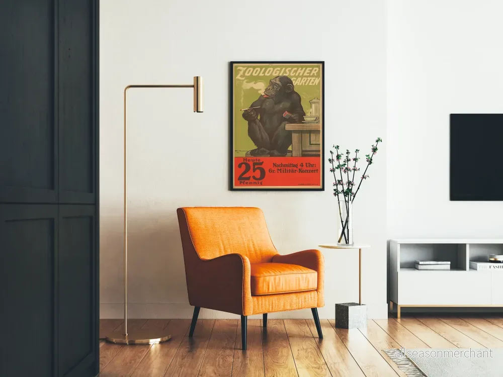 Vintageposter av Zoologischer Garten med rökande apa - Bild 2