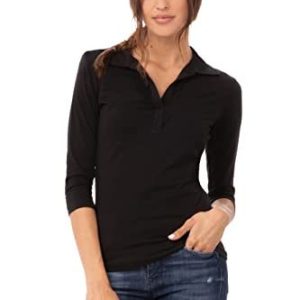 Uniform Works B038 L dam v ringad t shirts, svart 678544910712